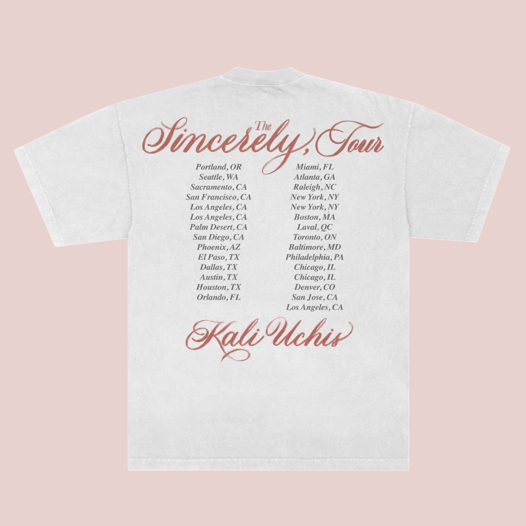 Kali Uchis Tour Merch - Sincerely, White Envelope Tour Tee