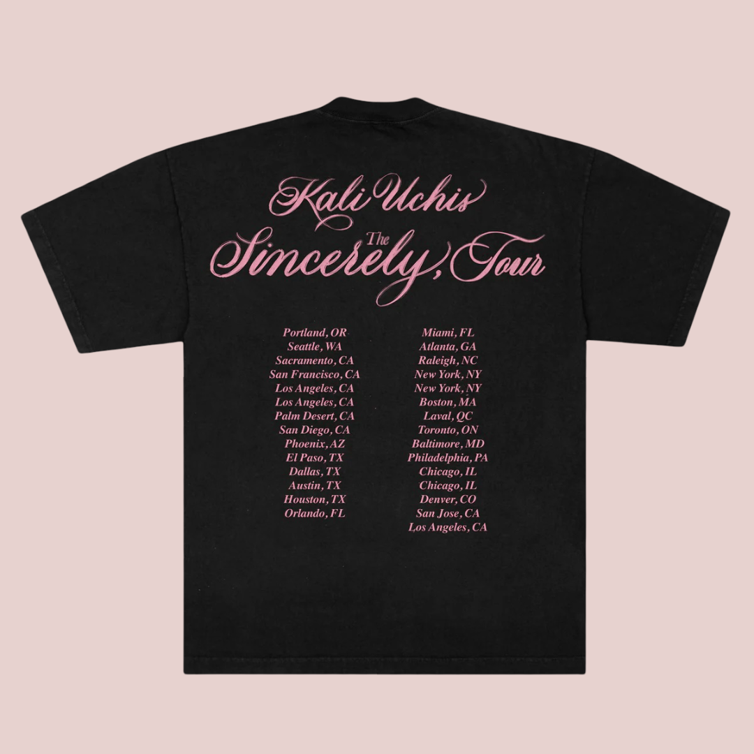 Kali Uchis Tour Merch - Sincerely, Tour Date Black Tee